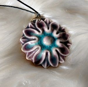 Ceramic Flower Pendant Necklace